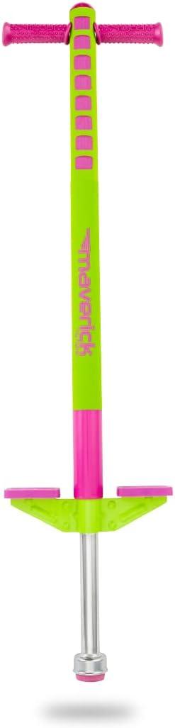Flybar Limited Edition Foam Maverick Pogo Stick for Kids - Two New Rubber Hand Grips (Lime/Purple), Kids Age 5 and Above