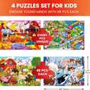 QUOKKA Puzzles for Kids Ages 4-6 4 x 48 Pieces Jigsaw Puzzles for Toddlers 2-4 Children's Game Ages 3-5 for Learning Farm Animals Educational Preschool Toy for Boys and Girls 4-8 Years Old