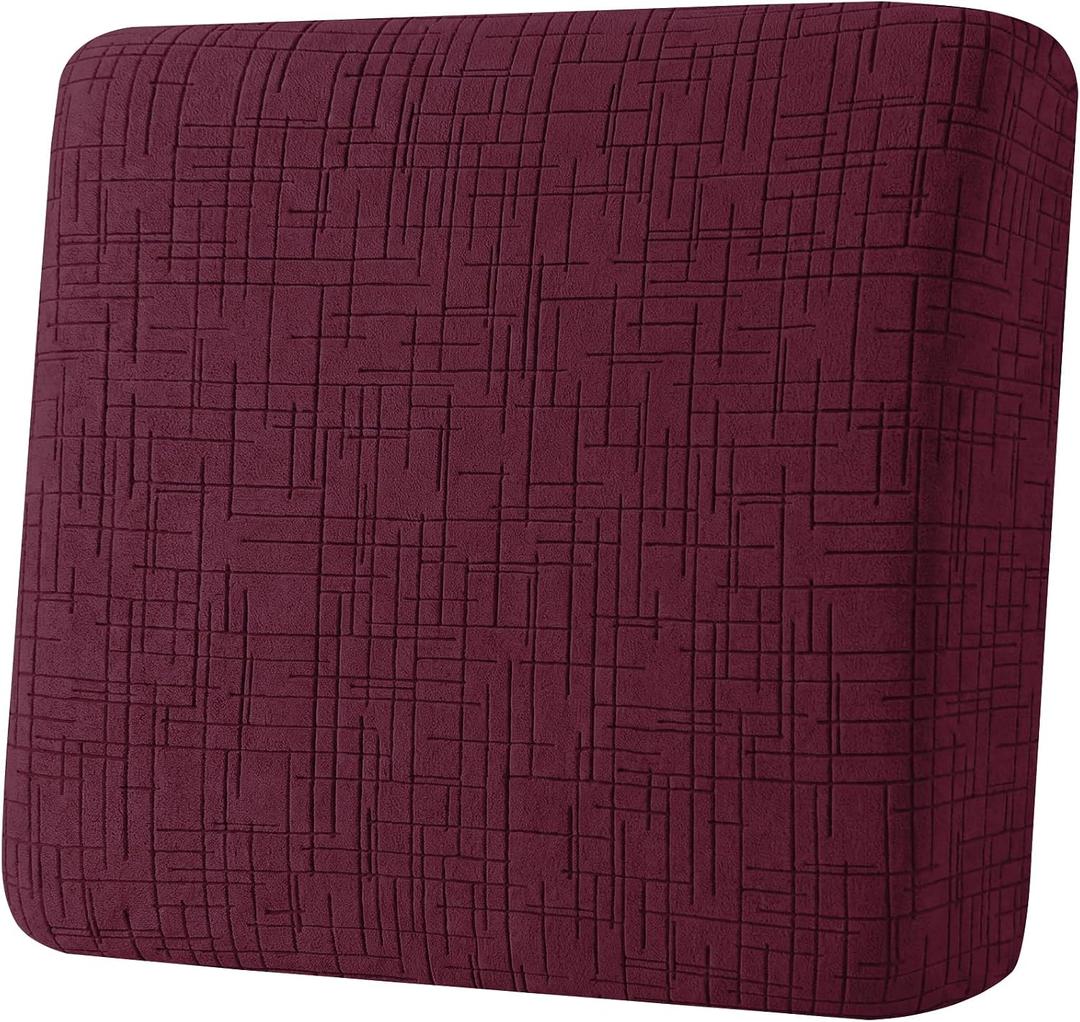 Super Stretch Couch Cushion Covers, Non Slip Cushion Covers for Pets, Sofa Cushion Covers Washable, Soft Thick Fabric, with Elastic Bottom(1 Piece Chair Cushion Cover, Burgundy)