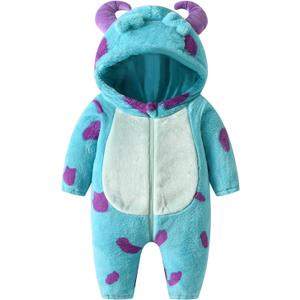 Dcohmch Baby Boy Girl Holloween Costume Cute Blue Monster Jumpsuit Costumes Infant Toddler Kids Cosplay Outfit (2-3 T)