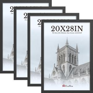 20x28 Picture Frame 4 Pack, Black Solid Wood, Gallery Wall Hanging