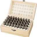 Amazon Basics Metal Alphabet and Number 36 Piece Stamp Kit with Wood Case, 5/16 inch
