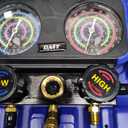 Orion Motor Tech AC Gauge Set, 3-Way AC Manifold Gauge Set for R410A R32 R22 R454B Refrigerant with 5ft Hoses, A/C Gauge with R410 R12/R22 Safety Valves R410A R32/R454B Adapters Valve Core Wrench