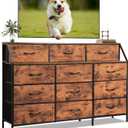 TV Stand Dresser with 12 Drawers, Up to 55" TV Stand with Power Outlets, Bedroom Dresser, Chest of Drawers for 65'' Long TV, Entertainment Center for Living Room (Rustic Brown)