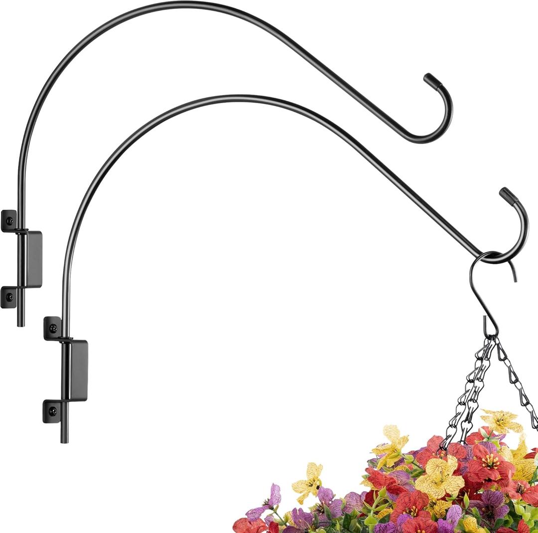16 Inch 2 Pack Swivel Plant Hanger: Heavy Duty Hook for Bird Feeder, Plant, Flower Basket, Lantern, Wind Chime & More - Versatile Hanging Brackets Outdoor/Indoor Use Up to 22LB