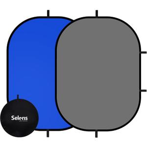 Selens Collapsible Backdrop 59x78.7inches Pop Up Blue Grey Background with Carrying Bag for YouTube Streaming Photo Studio Portrait Photography Background Double Sided Backdrop Pop Up Screen 2 in 1