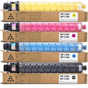 MP C406 MP C306 Toner Cartridge Black/Cyan/Magenta/Yellow Replacement for 842091 842092 842093 842094 Toner Cartridge for Ri coh MP C306 MP C307 MP C406 MP C407 Printer(4-Pack)