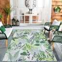 Lahome Leaf Indoor Outdoor Rug, 5x8ft Non Slip Outdoor Patio Rug for Balcony Deck, Portable Outdoor Carpet for Camping Picnic Backyard, Breathable RV Mat Outdoor Rugs for Living Room Bedroom,Green (5'x 8', Green)
