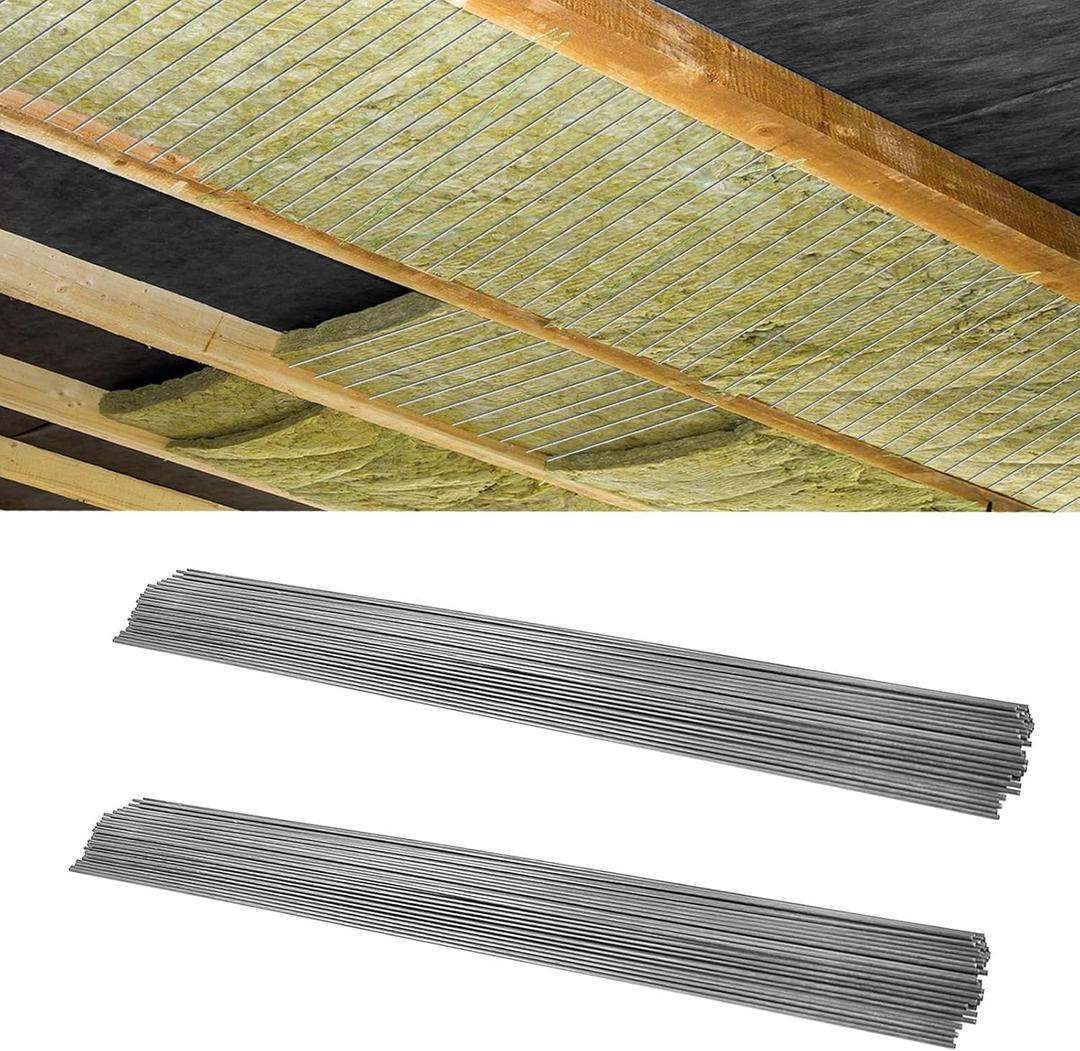 300 Pcs 16 Inch Insulation Support 16  Wire Insulation Support Wire, 1095 Carbon Steel Metal Insulated for Ceiling Attic (Black)