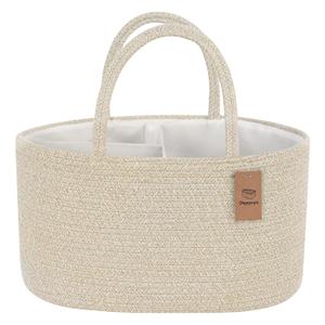 19L Baby Diaper Caddy Organizer, 16.8"x9.8"x9" Cotton Rope Diaper Basket, Changing Table Storage Caddy With Removable Divider, Baby Basket for Nursery, Car, Diapers, Baby Shower Gifts for Newborn