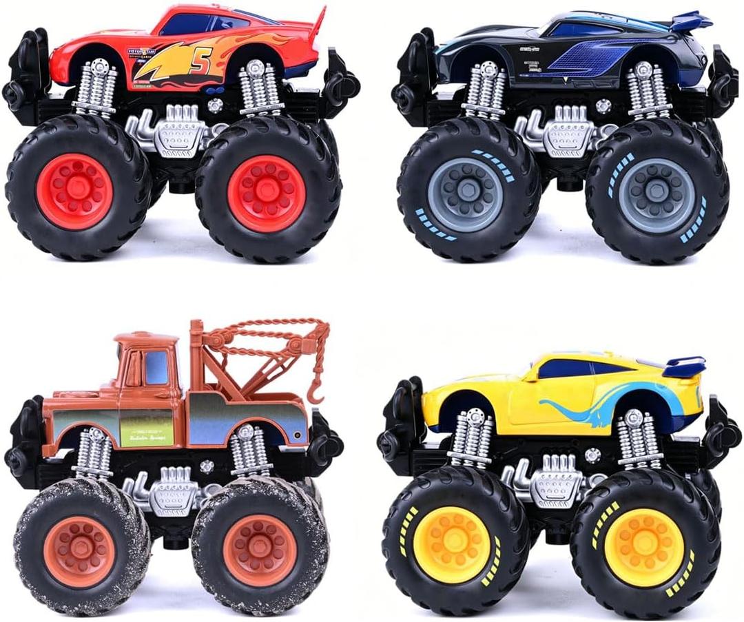 1/45 Big Wheel and his Friends Metal Toy car,Friction Driven car Toy,4 Pack, 4.2 inches