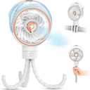 Ausic Stroller Fan with Mist, 100ml Misting Portable Fan for Stroller, Baby Fans with Detachable Tripod, Baby Essentials, Clip on Fans for Crib, Treadmill, Car Seat, Outdoor