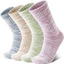 Anlisim Merino Wool Warm Boot Hiking Socks Thermal Extra Thick Winter Cozy Crew Comfy Cushioning Work Women Men Socks 4 Pairs