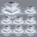 APONUO Solar Post Cap Lights 8 Pack with 1000mAh Battery - for 4x4 5x5 6x6 Fences, Larger Size & Longer Lasting, 2-Mode, IP64 Waterproof, for Deck Patio Yard (White)