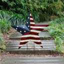 Linfevisi Metal Stars Patriotic Yard Stakes Decorative American Flag Garden Stakes 4th of July Decorations Outdoor Barn Star USA Yard Sign Lawn Ornament for Outside Memorial Day Red White Blue 27.5
