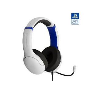 PDP AIRLITE Wired Stereo Gaming Headset, Officially Licensed by Sony PlayStation 5, PS5/PS4/PS3/PC, Lightweight Durable Headphones, 3.5mm audio jack, Noise-canceling Flip-to-Mute Mic, Frost White