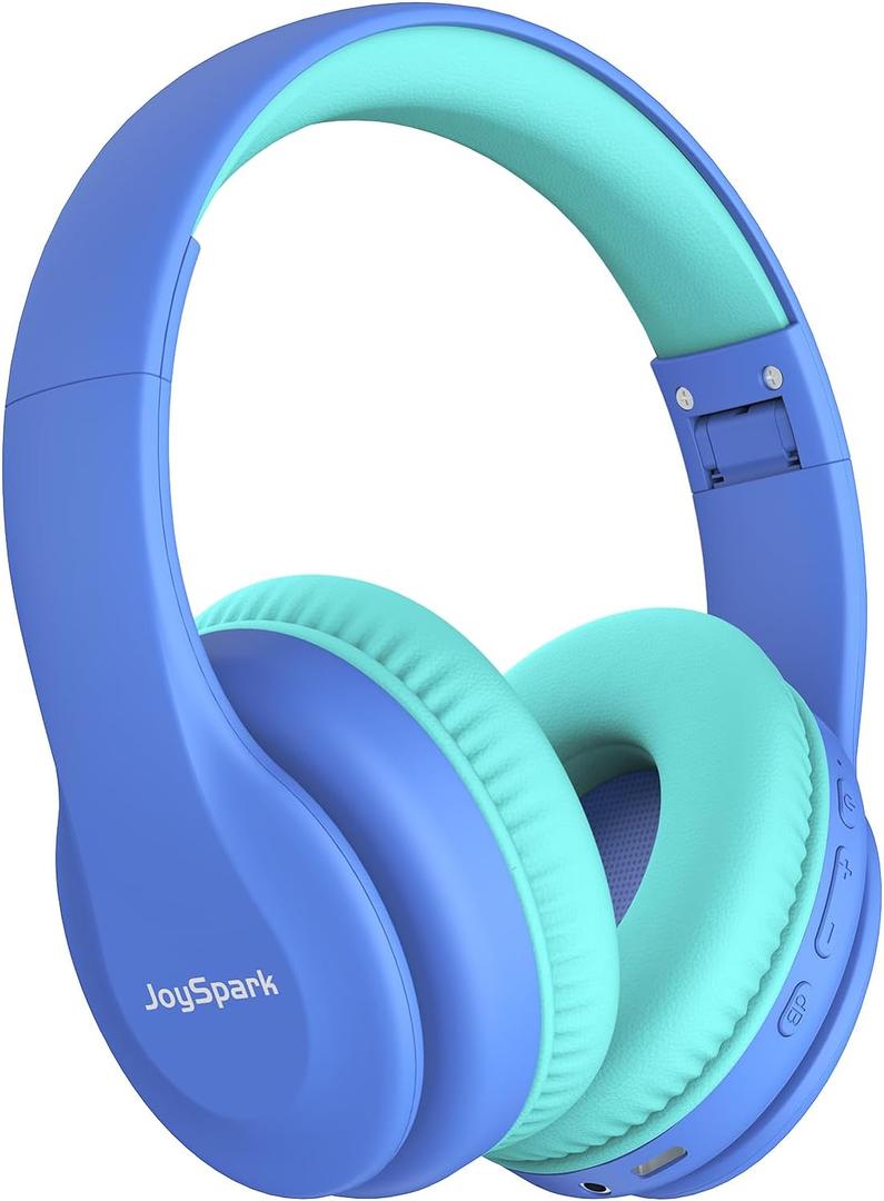 JoySpark Kids Bluetooth Headphones, Lightweight Wireless Headphones for Kids, 85/94dB Volume Limited, 60 Hours Playtime, Bluetooth 5.3, Over-Ear Toddler Headsets with Built-in Mic-Blue