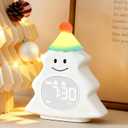Yiliaw Kids Alarm Clock with Night Light, Christmas Tree Wake Up Clock, Rechargeable Cute Alarm Clock for Bedroom, for Boys and Girls, White
