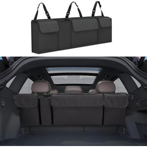 Car Trunk Organizer, Backseat Hanging Large Storage with Adjustable Straps,Waterproof PVC Collapsible Cargo Bag, Car Interior Accessories for Auto SUV MPV (Black)