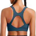 RUNNING GIRL High Impact Sports Bras for Women, High Support Running Strappy Women's Sports Bra with Sewn in Pads (Blue, XXL)