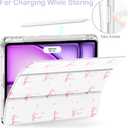 Feams Slim Case for iPad Air 11-inch M4/M3/M2 (2026/2025/2024), iPad Air 5th/4th Generation (2022/2020) 10.9 Inch Case Clear Back with Pencil Holder & Auto Sleep, Pink Bow