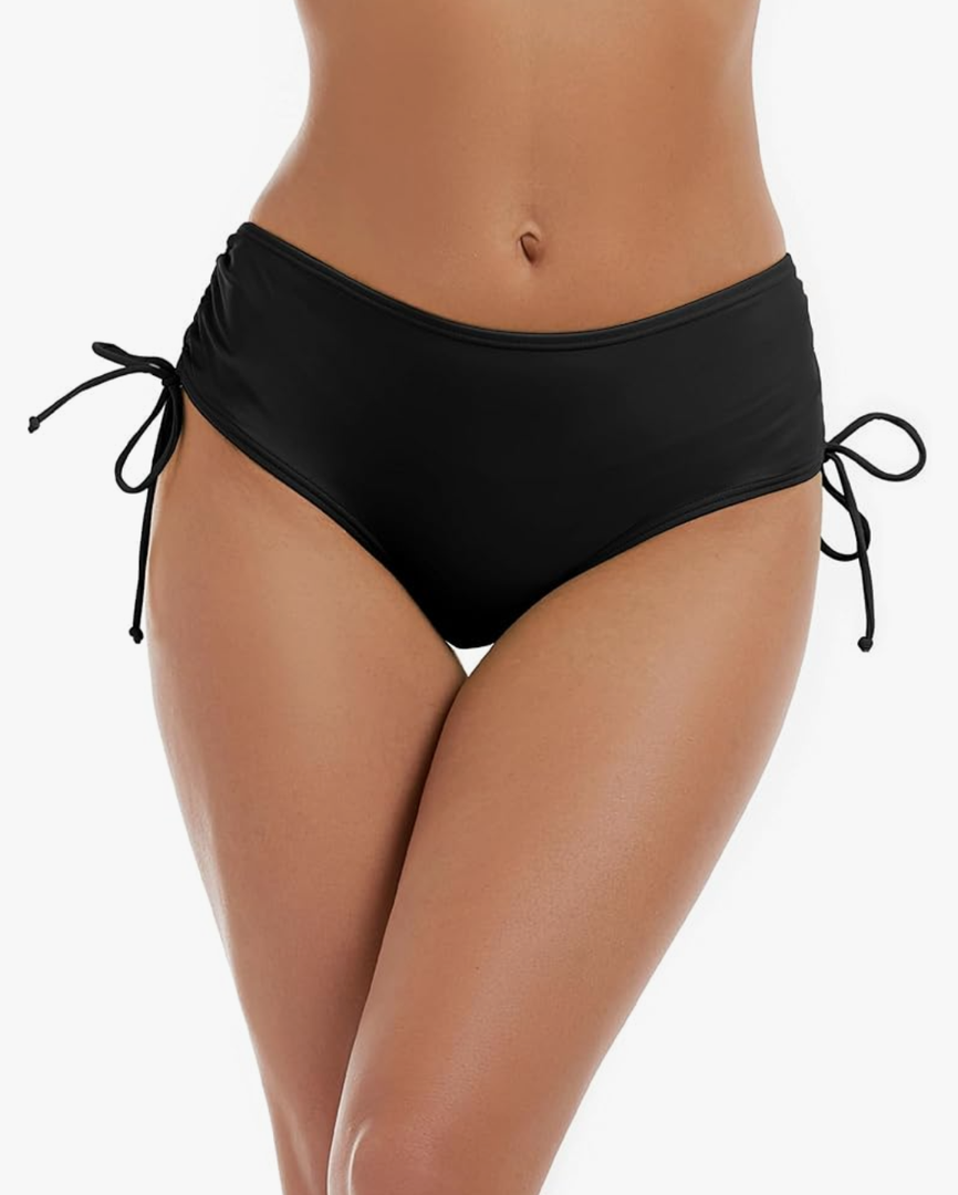 Bonneuitbebe Women's Bikini Bottoms Full Coverage Swim Bottoms Mid Waisted Swimsuit Bathing Suit Bottom M