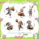 Easter Yard Signs with Stakes, 6 Pcs Outdoor Bunny Decorations, Waterproof Spring Lawn Decor for Yard, Porch, Patio, Egg Hunt Events