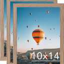 JCJMY 10x14 Rustic Brown Picture Frame Set of 3, Horizontal and Vertical Formats for Wall Hanging, 10 x 14 Wall Gallery Poster Photo Frames with Shatter Resistant Plexiglass, 3 Pack, Rustic Brown