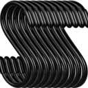 20 Pack Rubber Coated S Hooks for Hanging Plants,Heavy Duty S Hook,Non Slip 3 Inch Closet S Hooks,Steel Metal Black Vinyl Coated Small Hanging Hook for Jeans Pots and Pans Coffee Cups