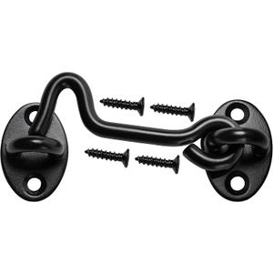4" Barn Door Latch Door Lock Hardware, Sliding Door Lock Eye with Screws, Rust-Resistant Metal Gate Latch, Privacy Hooks Latch for Inside Door, Wooden Fence, Garage Door (Black)