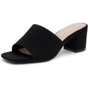 5Herstyle Women's Low Block Heels 2025 Slip-On Mules, Square Toe Comfortable Chunky Short Heeled Dress Sandals & Pumps for Wedding, Office & Everyday Wear (Black) 5