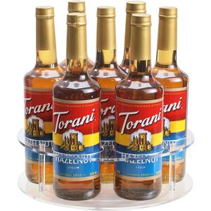 IEEK Large Rotating Coffee Syrup Organizer 7 Bottles Clear Acrylic Coffee Syrup Rack for Countertop Syrup Bottle Holder Stand With Anti Slip Pad for Coffee Bar Station,Turntable Wine Display Tray