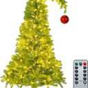 Seenelling 7.5 FT Christmas Tree with Stand LED Lights Red Ball Whimsical Tree Deluxe Set Lime Green Plastic Red Ball Fantastical Artificial Lighted Christmas Xmas New Year Holiday Party Decor Favor