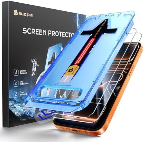 MAGIC JOHN 2 Pack for iPhone 17 Pro Max 6.9 inch Tempered Glass Screen Protector, Auto Dust-Elimination, Bubble Free, HD Clear, Easy Installation