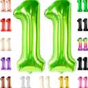 KatchOn, Light Green 11 Balloon Number - Huge, 40 Inch | Neon 11 Balloon, 11 Balloons Number Birthday | 11th Birthday Decorations For Boys Green | Lime Green Balloon 11, Neon 11th Birthday Decorations