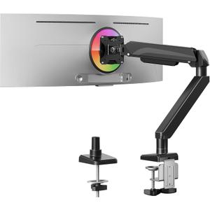 MOUNTUP Heavy Duty Single Monitor Arm for 42 40 39 34 32 27Inch Screens, Monitor Stand for Desk Supports 4.4-33 lbs, Height Adjustable Ultrawide Monitors Mount with C-Clamp & Grommet Base