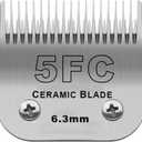 Detachable Pet Dog Grooming Clipper Ceramic Blades,Compatible with Andis Size 5FC 1/4(6.3mm) Cut Length,Compatible with Oster A5,Wahl KM10 Series Clippers (Silver)