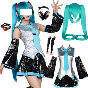 XSPQGQ Anime Costume Party Dress Uniform For Women Full Set With Wig (Blue, 2XL)