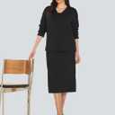 Casly Lamiit Women's 2 Piece Midi Skirt Sets Business Casual Outfits Long Sleeve Cardigan Matching Dressy Suits (M)