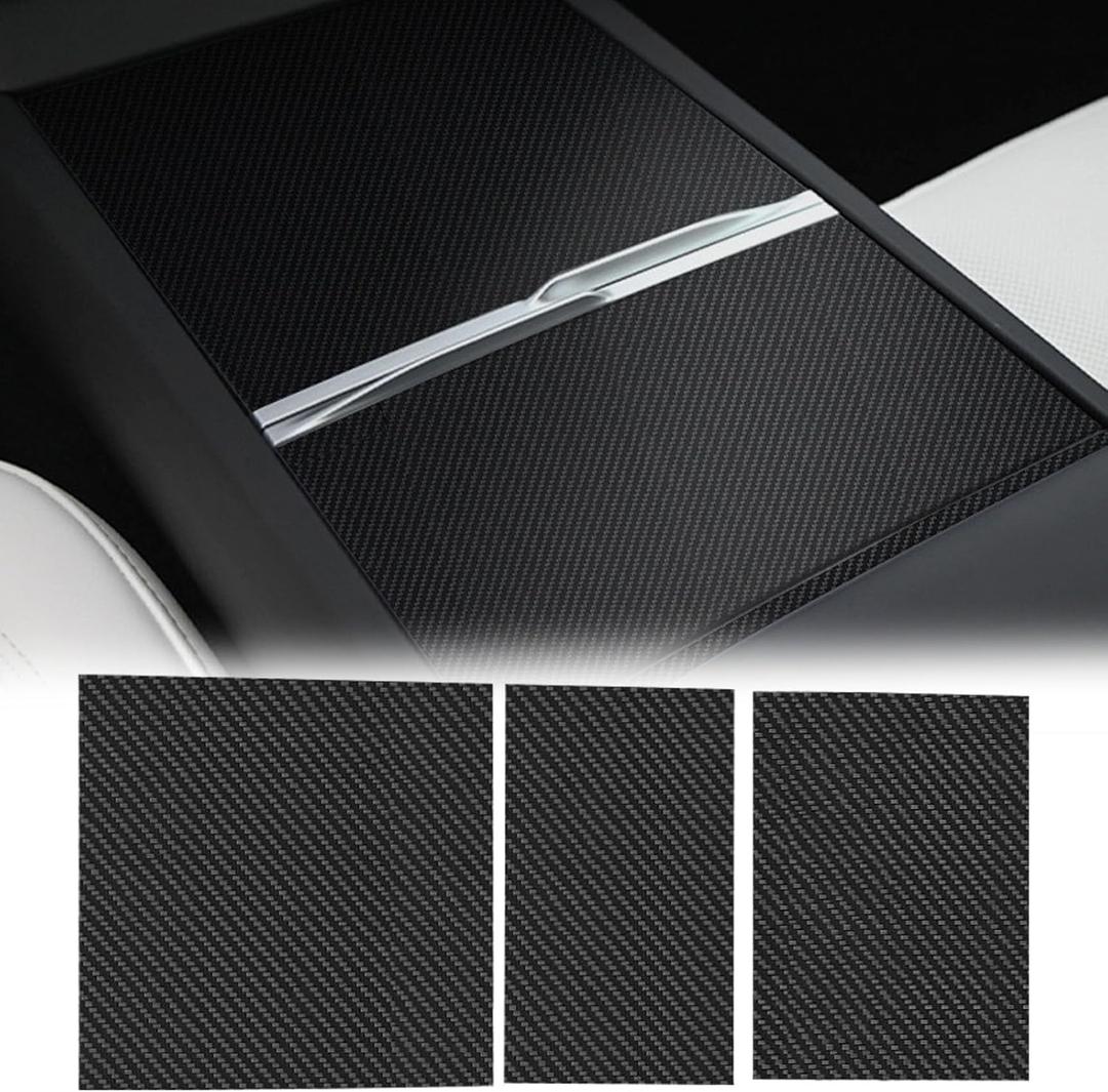 Real Carbon Fiber Center Console Wrap Kit Compatible with Tesla Model 3 Highland 2024 Car Center Console Cover(3PCS)