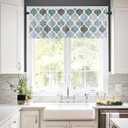 Valances Curtains for Living Room Retro Moroccan Pattern Gray and Green Semi Sheer Valance for Windows Rod Pocket Short Window Treatment Decor Curtains Light Filtering Kitchen Valance 42"x12"