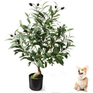 2ft Easter Olive Tree Artificial Indoor with Pot, Spring 24" Tabletop Faux Plant Small Fake Olive Tree for Home Office Balcony