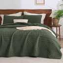 Bedsure Boho Quilt King Size - Lightweight Bedspread King Size with Geometric Stitched Pattern, Olive Green Farmhouse Soft Bedding Set Coverlet with 2 Pillow Shams for All Seasons, 106x96 inches