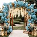 RUBFAC 129pcs Dusty Blue Balloons Different Sizes 18 12 10 5 Inch Latex Haze Blue Balloon Garland Arch for Party Decoration Birthday Wedding Engagements Anniversary Baby Shower Party Supplies