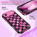 Btscase Compatible with iPhone Air Case 6.5 Inch 2025,Marble Pattern 3 in 1 Heavy Duty Shockproof Full Body Rugged Hard PC+Soft Silicone Drop Protective Women Girl Phone Cases, Black Pink