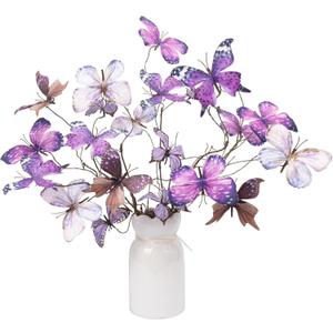 5 Pcs DIY Butterfly Decorations 5 Butterfly Branches with 30 Fake Butterflies for Crafts Faux Stems for Vase Filler Bouquets Home Decorations Garden Office Table Decor (Purple)