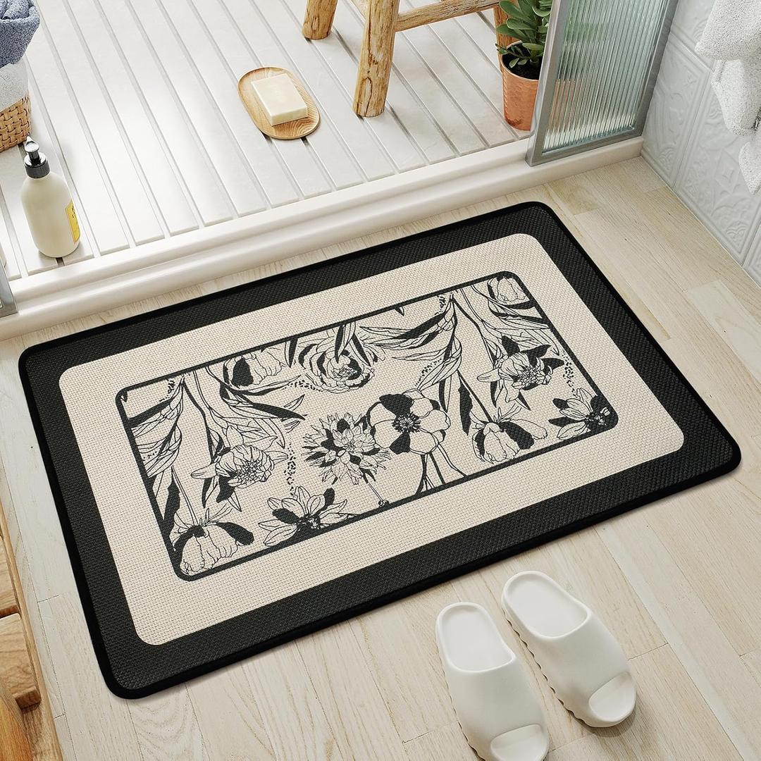 YDKGL Bathroom Rugs, Ultra Thin Bath Mat Fit Under Door Super Absorbent Non Slip Quick Dry Bath Mat, Rubber Backing Shower Mat Outside Shower
