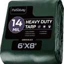 Tarp 6x8 Feet, 14 Mil Waterproof Tarps Heavy Duty with Brass Grommets, Thick Plastic Tarp, UV Resistant Tear&Fade Resistant, Reinforced Edges for Outdoor Pool Car Camp Tent