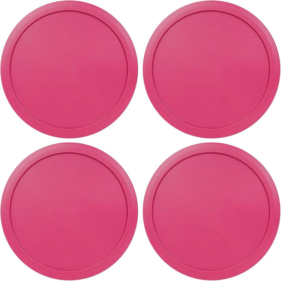 Replacement Lids for Pyrex 4-Cup Glass Food Storage Container Bowls, 6-Inch Plastic Round Lids Covers fits Pyrex 7201-PC, Airtight & Leakproof (4-Pack, Fuchsia)