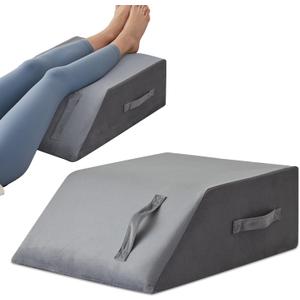 MEGCXIT Leg Pillow Elevation Blood Circulation, Leg Wedge for Elevation for Swelling, Leg Elevating Pillow for After Surgery, Memory Foam Foot Knee Pillow for Back Sleeping 24228 Inch Grey Plush